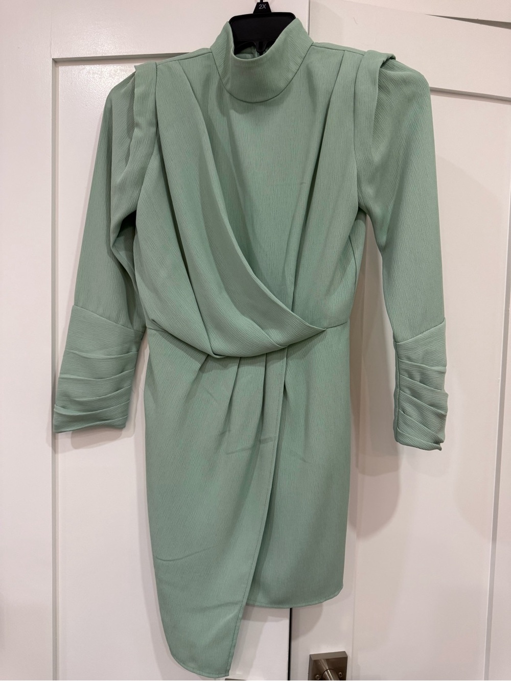 Mint Green Draped High-Neck Women’s Dress